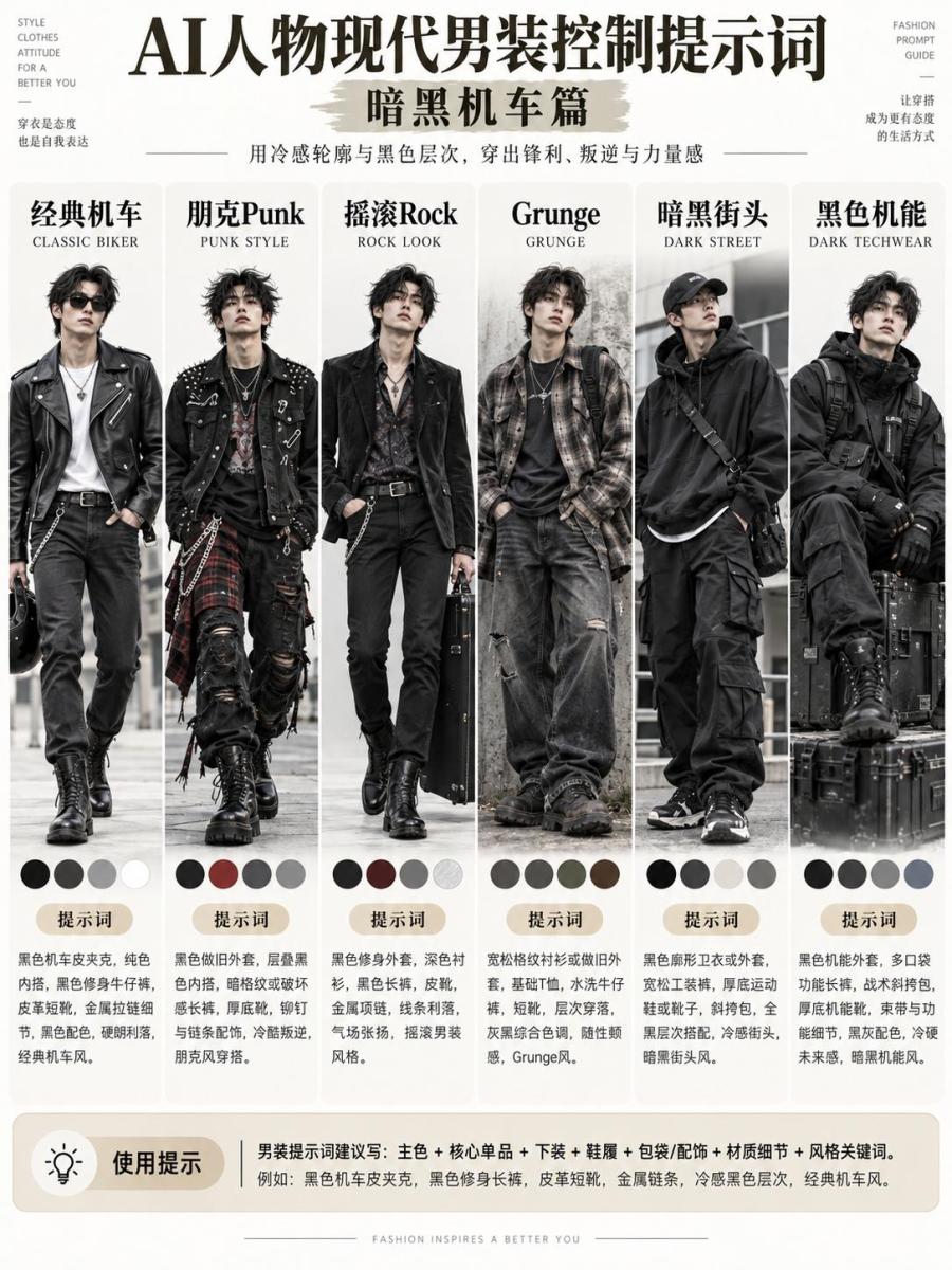 全网最全AI男性现代服饰提示词集合。漫剧、短剧，设计等可参考#男士时尚进化论 #aigc #ai教程 #ai视频制作 #ai生图 图10