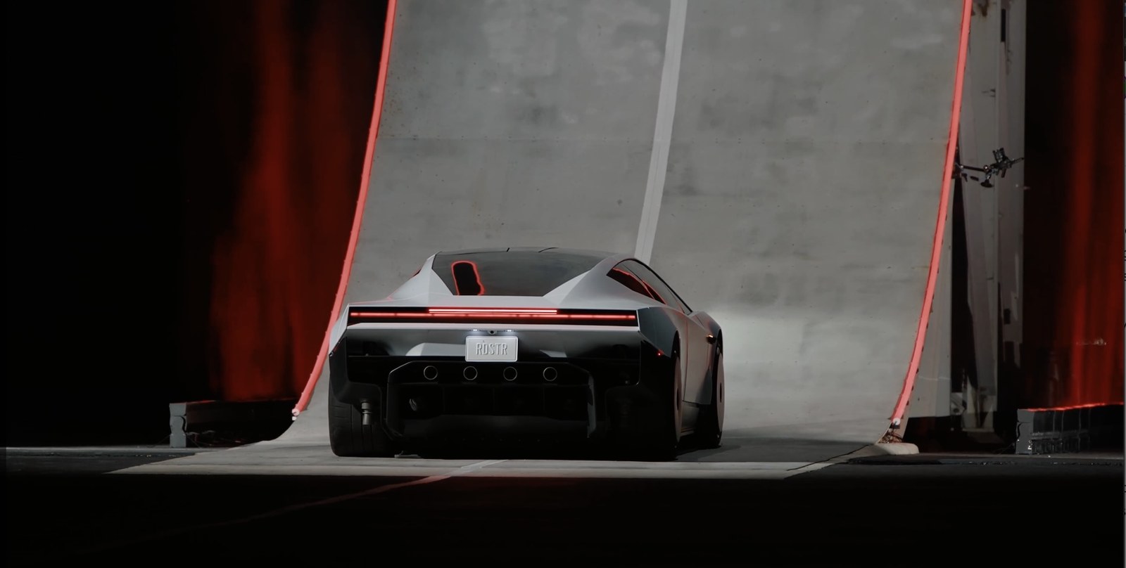 The new Roadster shown at this launch event. Image: Tesla / TechCrunch